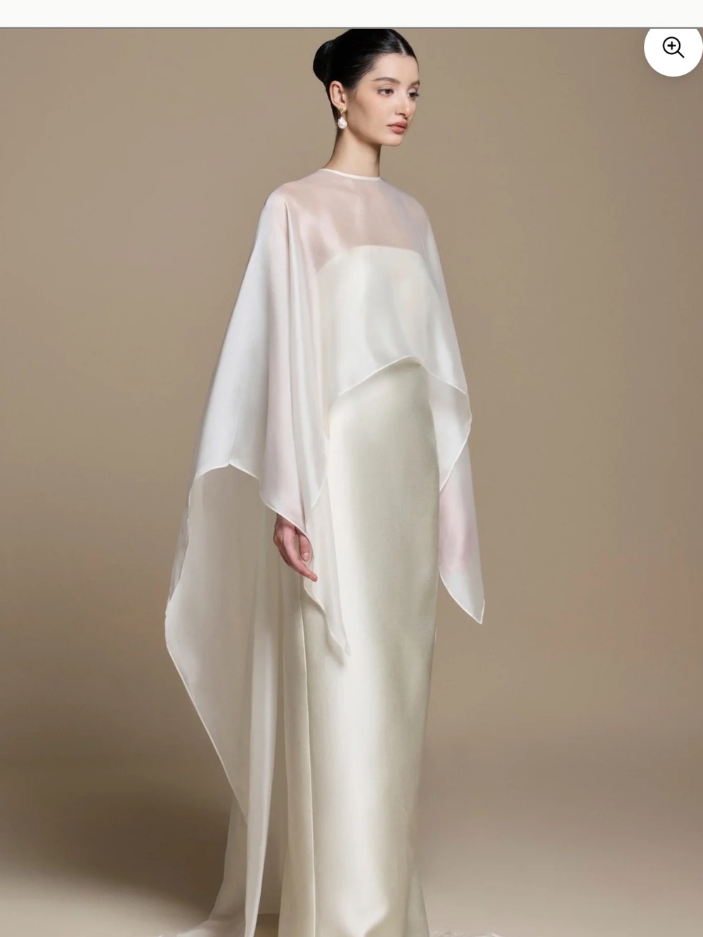 Huong Charlotte Dress Elegant White Silk Cape Formal Dress